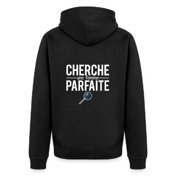 Cherche une femme parfaite blague couple - Veste à capuche bio Premium Unisexe - noir - Dos - Nico (187cm)