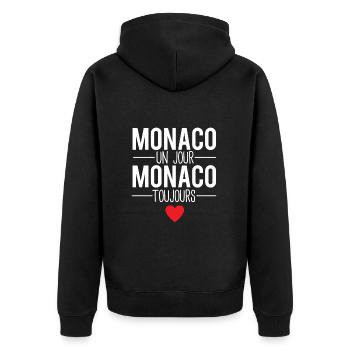 Monaco un jour monaco toujours - Veste à capuche bio Premium Unisexe - noir - Dos - Nico (187cm)