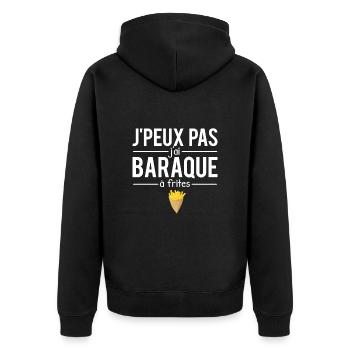 J'peux pas j'ai baraque à frites belgique humour - Veste à capuche bio Premium Unisexe - noir - Dos - Nico (187cm)