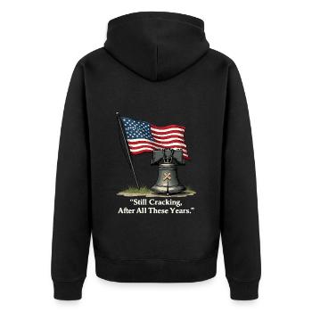 Liberty Bell - Unisex Premium Organic Zip Hoodie - black - Back - Nico (187cm)