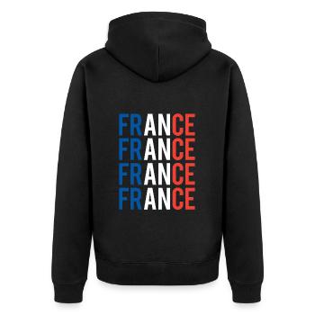 Idée cadeau français fier fierté française - Veste à capuche bio Premium Unisexe - noir - Dos - Nico (187cm)
