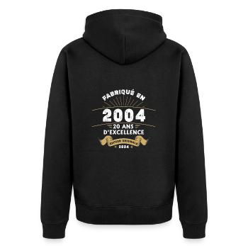 Fabriqué en 2004 20 ans d'excellence originale - Veste à capuche bio Premium Unisexe - noir - Dos - Nico (187cm)