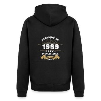 Fabriqué en 1999 25 ans d'excellence originale - Veste à capuche bio Premium Unisexe - noir - Dos - Nico (187cm)