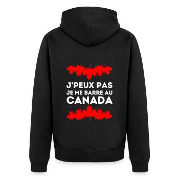 J'peux Pas Je Me Barre Au Canada Feuille D'érable - Veste à capuche bio Premium Unisexe - noir - Dos - Nico (187cm)