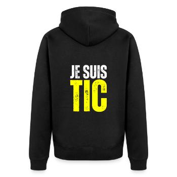 Je Suis TIC - TIC TAC Duo Drôle Cadeau 2 Personnes - Veste à capuche bio Premium Unisexe - noir - Dos - Nico (187cm)