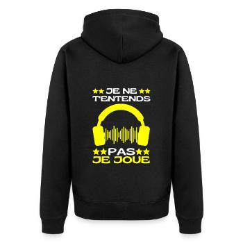 Je Ne T'entends Pas Je Joue Jeux Vidéos Geek Gamer - Veste à capuche bio Premium Unisexe - noir - Dos - Nico (187cm)