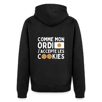 Comme Mon Ordi J'accepte Les Cookies Humour Geek - Veste à capuche bio Premium Unisexe - noir - Dos - Nico (187cm)