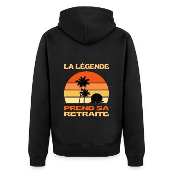 La Légende Prend Sa Retraite 2023 Cadeau Humour - Veste à capuche bio Premium Unisexe - noir - Dos - Nico (187cm)