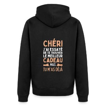 Chéri J'ai Essayé De Te Trouver Le Meilleur Cadeau - Veste à capuche bio Premium Unisexe - noir - Dos - Nico (187cm)