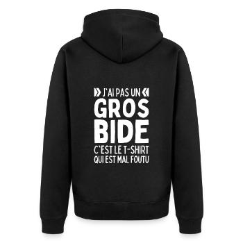 J'ai Pas Un Gros Bide C'est Le Tees Qui Est Foutu - Veste à capuche bio Premium Unisexe - noir - Dos - Nico (187cm)