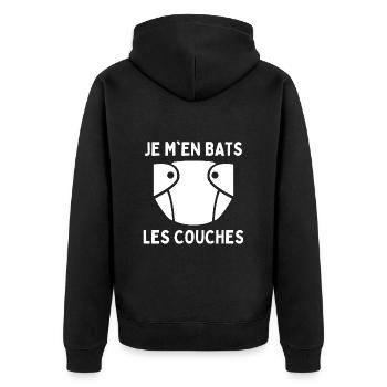 Je M'en Bats Les Couches Humour Papa Drôle Maman - Veste à capuche bio Premium Unisexe - noir - Dos - Nico (187cm)