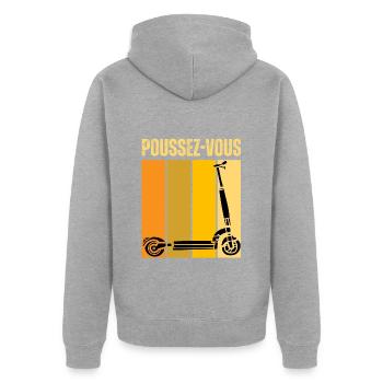 Trot Électrique Freestyle Trottinette Électronique - Veste à capuche bio Premium Unisexe - gris chiné - Dos - Nico (187cm)