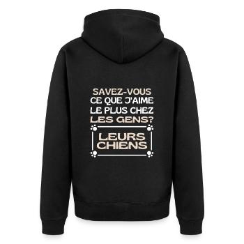 Savez-vous Ce Que Jaime Chez Les Gens Leurs Chiens - Veste à capuche bio Premium Unisexe - noir - Dos - Nico (187cm)