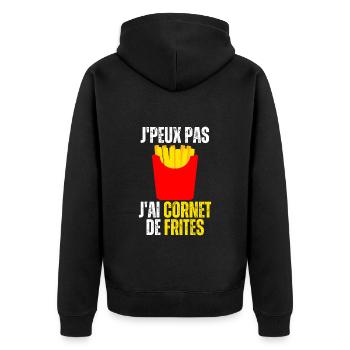 J'Peux Pas J'ai Cornet Frites Cadeau Humour Frite - Veste à capuche bio Premium Unisexe - noir - Dos - Nico (187cm)