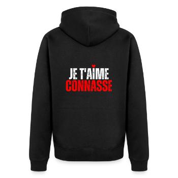 Je T'aime Conasse Humour Drôle Message D'amour - Veste à capuche bio Premium Unisexe - noir - Dos - Nico (187cm)