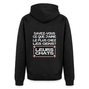 Savez-vous Ce Que Jaime Chez Les Gens Leurs Chats - Veste à capuche bio Premium Unisexe - noir - Dos - Nico (187cm)