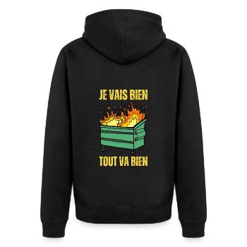 Ca Va Je Vais Bien Tout Va Bien - Benne À Ordure - Veste à capuche bio Premium Unisexe - noir - Dos - Nico (187cm)
