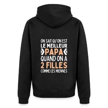 On Est Le Meilleur Papa 2 Filles Comme Les Miennes - Veste à capuche bio Premium Unisexe - noir - Dos - Nico (187cm)