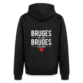 Bruges un jour bruges toujours cadeau brugeois - Veste à capuche bio Premium Unisexe - noir - Dos - Nico (187cm)