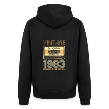 40. Geburtstag Kassette Oktober Jahrgang 1983 Tape - Unisex Premium Bio Zip Hoodie - Schwarz - Hinten - Nico (187cm)