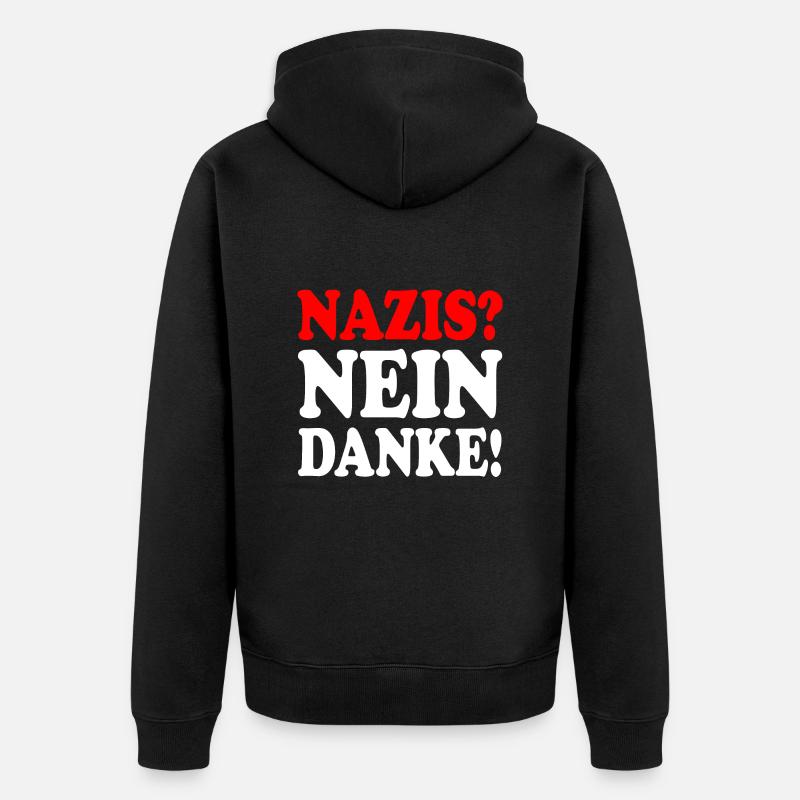 Nazis nein danke - Unisex Premium Bio Zip Hoodie - Schwarz