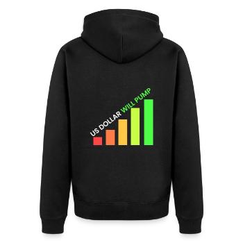 US Dollar wird pumpen - Unisex Premium Bio Zip Hoodie - Schwarz - Hinten - Nico (187cm)