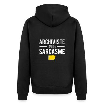 Cadeau archiviste option sarcasme métier archives - Veste à capuche bio Premium Unisexe - noir - Dos - Nico (187cm)