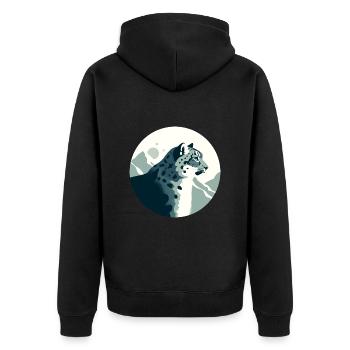 Snow leopard - Unisex Premium Organic Zip Hoodie - black - Back - Nico (187cm)