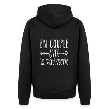 En Couple avec Pâtisserie, les Fans de Pâtisserie - Veste à capuche bio Premium Unisexe - noir - Dos - Nico (187cm)