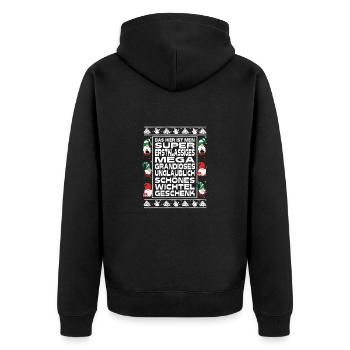 Wichtel Wichtelgeschenk Frauen Ugly Christmas - Unisex Premium Bio Zip Hoodie - Schwarz - Hinten - Nico (187cm)
