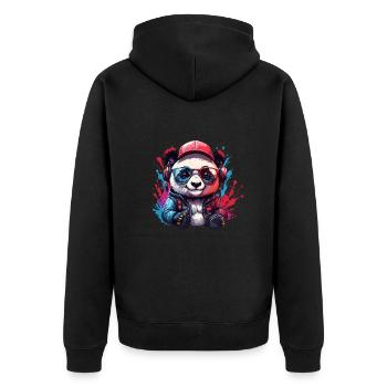 panda Bär Tier Kunst I cooles niedliches panda Bär - Unisex Premium Bio Zip Hoodie - Schwarz - Hinten - Nico (187cm)