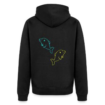 Delfin Fisch Fische Kind Kinder Baby Kleinkind - Unisex Premium Bio Zip Hoodie - Schwarz - Hinten - Nico (187cm)