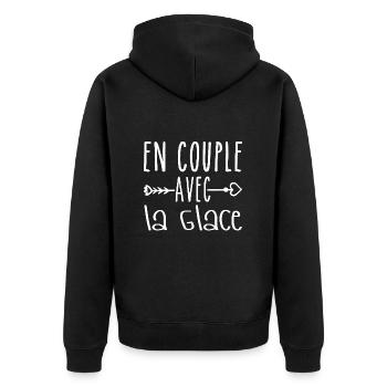 Paare mit Eis, Geschenk für Eisfans - Unisex Premium Bio Zip Hoodie - Schwarz - Hinten - Nico (187cm)