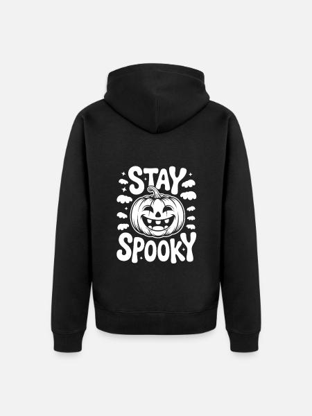 Restez effrayant drôle Halloween Design - Veste à capuche bio Premium Unisexe - noir
