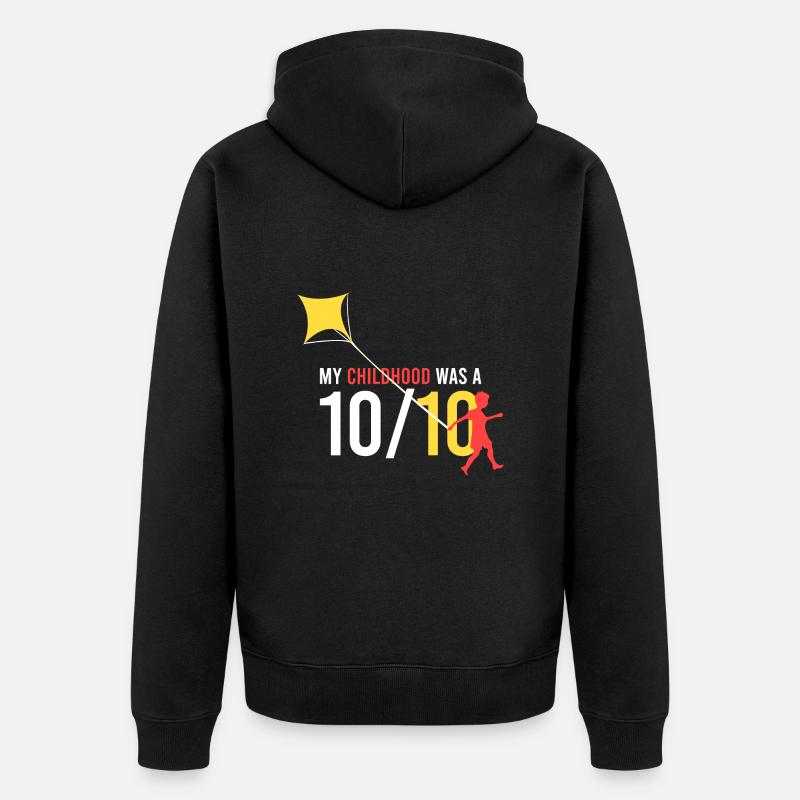 meine Kindheit war eine 10/10 - Unisex Premium Bio Zip Hoodie - Schwarz