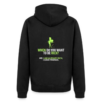 Déjà riche : mes amis - Veste à capuche bio Premium Unisexe - noir - Dos - Nico (187cm)