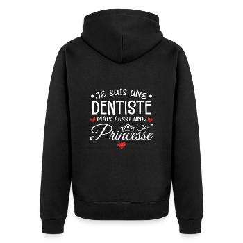 Je Suis Une Dentiste, Mais Aussi Une Princesse - Veste à capuche bio Premium Unisexe - noir - Dos - Nico (187cm)