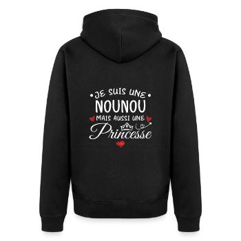 Je Suis Une Nounou, Mais Aussi Une Princesse - Veste à capuche bio Premium Unisexe - noir - Dos - Nico (187cm)