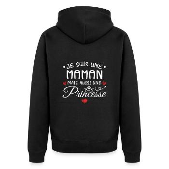 Je Suis Une Maman, Mais Aussi Une Princesse - Veste à capuche bio Premium Unisexe - noir - Dos - Nico (187cm)