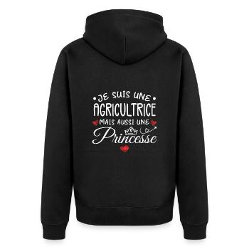 Je Suis Une Agricultrice, Mais Aussi Une Princesse - Veste à capuche bio Premium Unisexe - noir - Dos - Nico (187cm)