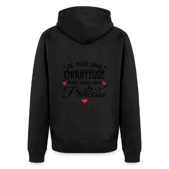 Je Suis Une Chauffeuse, Mais Aussi Une Princesse - Veste à capuche bio Premium Unisexe - noir - Dos - Nico (187cm)