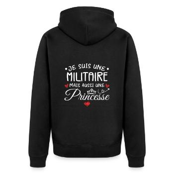 Je Suis Une Militaire, Mais Aussi Une Princesse - Veste à capuche bio Premium Unisexe - noir - Dos - Nico (187cm)