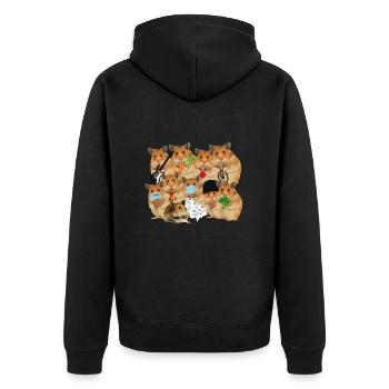 Hamsterbande Hamster Viele - Unisex Premium Bio Zip Hoodie - Schwarz - Hinten - Nico (187cm)