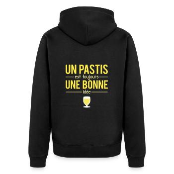 Un Pastis Est Toujours Une Bonne Idée Jaune Humour - Veste à capuche bio Premium Unisexe - noir - Dos - Nico (187cm)
