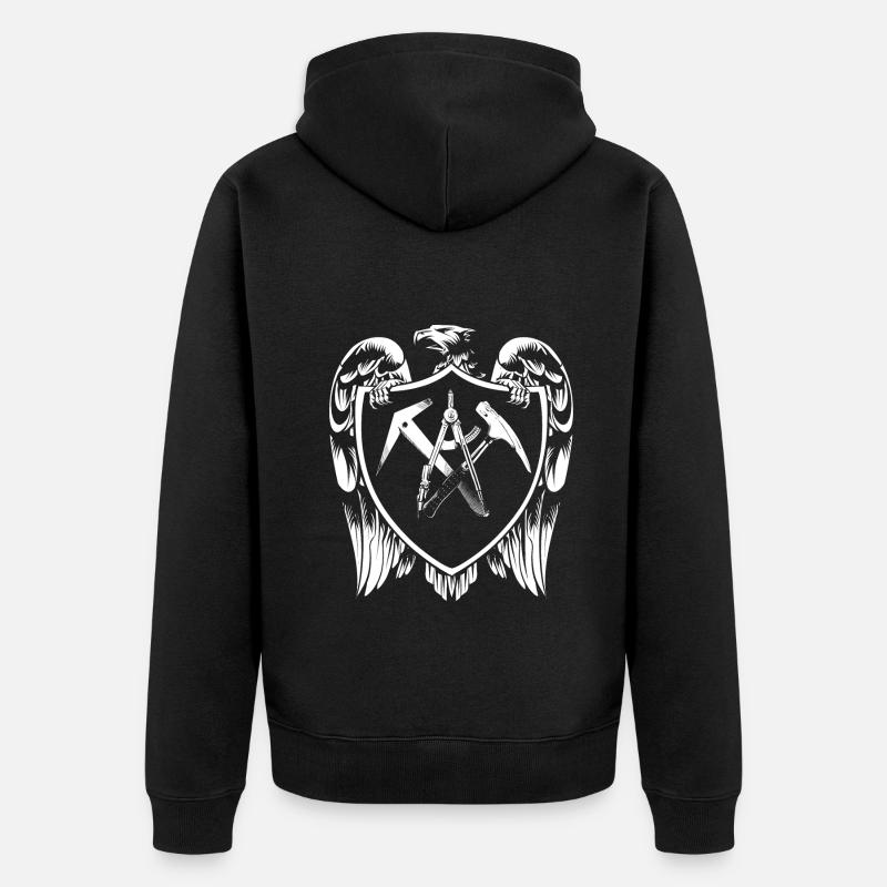 Armoiries de Roofer Eagle - Veste à capuche bio Premium Unisexe - noir
