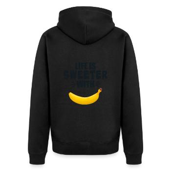 Life Is Sweeter With Banana - Unisex Premium Organic Zip Hoodie - black - Back - Nico (187cm)