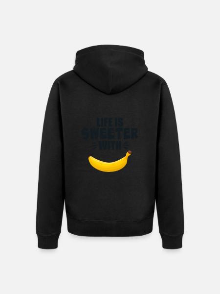 Life Is Sweeter With Banana - Unisex Premium Organic Zip Hoodie - black