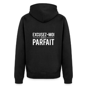Excusez moi d'être parfait homme parfait humour - Veste à capuche bio Premium Unisexe - noir - Dos - Nico (187cm)