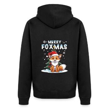Cute fox celebrating Christmas in the snow - Unisex Premium Organic Zip Hoodie - black - Back - Nico (187cm)