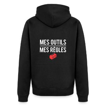Mes outils mes règles cadeau bricoleur humour - Veste à capuche bio Premium Unisexe - noir - Dos - Nico (187cm)